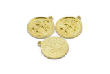 Brass Nordic Runes Charm, 4 Raw Brass Viking Talisman Of El Mago Symbol Charms With 1 Loop, Viking Runes (20x17x1.5mm) N2040