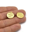 Brass Nordic Runes Charm, 4 Raw Brass Viking Talisman Of El Mago Symbol Charms With 1 Loop, Viking Runes (20x17x1.5mm) N2040