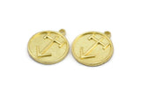 Brass Nordic Runes Charm, 4 Raw Brass Viking Talisman Of Viajes Symbol Charms With 1 Loop, Viking Runes (20x17x1.5mm) N2038