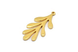 Gold Leaf Charm, 2 Gold Plated Brass Leaf Charms With 1 Loop, Pendants, Earrings (33x15x1.5mm) N1634