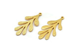 Gold Leaf Charm, 2 Gold Plated Brass Leaf Charms With 1 Loop, Pendants, Earrings (33x15x1.5mm) N1634