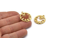 Ay Evreleri Tılsımı, 1 Halka, Kolye Uçları, Bulgularla Birlikte 2 Altın Kaplama Pirinç Hilal Ay Evreleri Tılsımı (25x22x2,2 mm) N1633 H1050