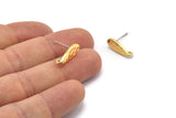 Gold Drop Earring, 4 Gold Plated Brass Drop Stud Earrings With 1 Loop (15x6x1.5mm) N1626