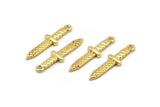 Gold Knife Charm, 2 Gold Plated Brass Knife Charms With 1 Loop (28x7x2mm) N1647