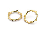 Gold Circle Earring, 2 Gold Plated Brass Circle Stud Earrings (25x2mm) N1699