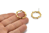 Gold Circle Earring, 2 Gold Plated Brass Circle Stud Earrings (25x2mm) N1699