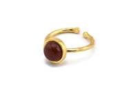 Gold Ring Settings, Gold Plated Brass Round Ring With 1 Stone Setting - Pad Size 8mm N1765 S1201