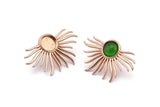Rose Gold Sun Earring, 2 Rose Gold Plated Brass Sunshine Stud Earrings - Pad Size 8mm N0802 Q0805
