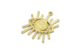 Brass Eye Charm, 2 Raw Brass Eye Charms With 1 Loop, Pendants (27x22mm) N1981