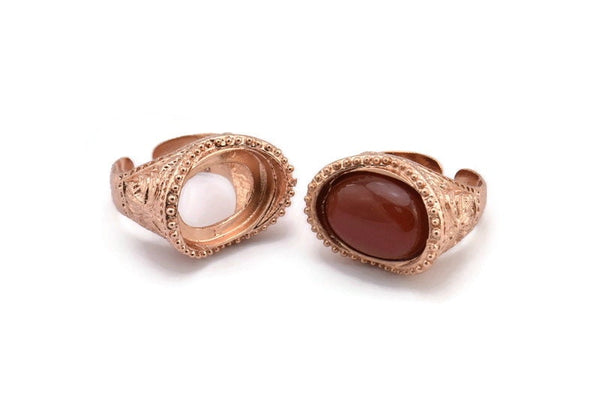 Duke Yüzük Ayarları - Gül Altın Kaplama Pirinç Duke Ayarlanabilir Yüzük Ayarı, Ped Boyutu (13x18mm) E389 Q0544