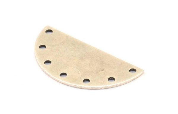 Yarım Ay Tılsımı, 7 Delikli 5 Antik Gümüş Kaplamalı Pirinç Yarım Daire Boşluğu (30x15x0,8 mm) B0160