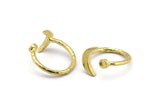 Brass Ring Settings, Raw Brass Moon And Planet Ring With 1 Stone Setting - Pad Size 3mm N1020