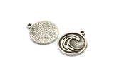 Silver Element Charm, 2 Antique Silver Plated Brass Water Element Symbol Charms With 1 Loop (17x14x1.5mm) N2028