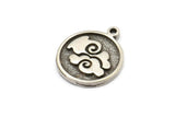Silver Element Charm, 2 Antique Silver Plated Brass Air Element Symbol Charms With 1 Loop (17x14x1.5mm) N2030