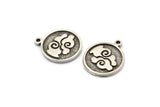 Silver Element Charm, 2 Antique Silver Plated Brass Air Element Symbol Charms With 1 Loop (17x14x1.5mm) N2030