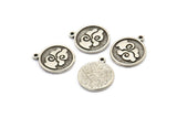 Silver Element Charm, 2 Antique Silver Plated Brass Air Element Symbol Charms With 1 Loop (17x14x1.5mm) N2030