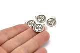 Silver Element Charm, 2 Antique Silver Plated Brass Air Element Symbol Charms With 1 Loop (17x14x1.5mm) N2030