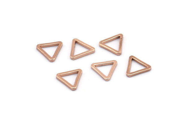 Gül Altın Üçgen Charm, 24 Gül Altın Kaplama Pirinç Açık Üçgen Yüzük Charm (8x0,8 mm) D0276 Q0616