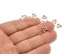 Gül Altın Üçgen Charm, 24 Gül Altın Kaplama Pirinç Açık Üçgen Yüzük Charm (8x0,8 mm) D0276 Q0616