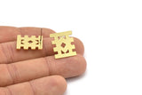 Earring Studs, 8 Raw Brass - Ethnic Motif Shaped Stud Earrings - Brass Earrings - Earrings (18x16x0.80mm) A2806