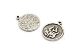 Silver Element Charm, 2 Antique Silver Plated Brass Fire Element Symbol Charms With 1 Loop (17x14x1.5mm) N2027