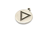 Silver Element Charm, 2 Antique Silver Plated Brass Water Element Symbol Charms With 1 Loop (17x14x1.5mm) N2023