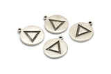 Silver Element Charm, 2 Antique Silver Plated Brass Water Element Symbol Charms With 1 Loop (17x14x1.5mm) N2023