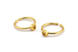 Gold Ring Settings, 2 Gold Plated Brass Round Ring With 1 Stone Setting - Pad Size 4mm N1761 H1072