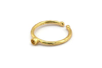 Gold Ring Settings, 4 Gold Plated Brass Round Ring With 1 Stone Setting - Pad Size 2mm N1759 H0901
