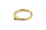 Gold Ring Settings, 4 Gold Plated Brass Round Ring With 1 Stone Setting - Pad Size 2mm N1759 H0901
