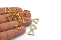 Gold Triangle Charm, 15 Gold Plated Brass Open Triangle Rings, Charms (14x0.8x2mm) Bs 1200