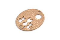 Rose Gold Cats Pendant, 1 Rose Gold Plated Brass Oval Cat Textured Pendants With 1 Hole, Earrings, Charms (28x23x1.1mm) BS 1910 Q0374