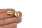 Gold Shell Finding, 2 Gold Plated Brass Cowrie Shell Findings, Pendants, Charms, Earrings, Beads  (13-18mm) E274 Q0534