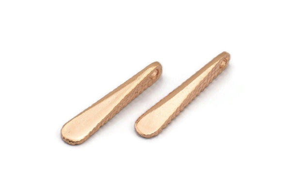 Hammered Bar Pendant, 5 Rose Gold Brass Hammered Bar Pendant, Earring Drops (23x4.5mm) N0467 Q0410