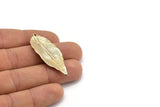 Altın Yaprak Kolye, 1 Altın Kaplama Pirinç Yaprak Tılsımı (47x19mm) N0188 Q0443