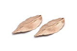 Gül Altın Yaprak Kolye, 1 Gül Altın Kaplama Pirinç Yaprak Tılsımı (47x19mm) N0188 Q0443
