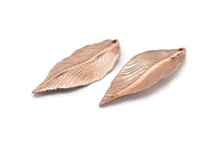 Gül Altın Yaprak Kolye, 1 Gül Altın Kaplama Pirinç Yaprak Tılsımı (47x19mm) N0188 Q0443