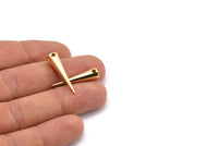Gold Spike Pendant, 2 Gold Plated Brass Spike Tribal Pendants, Necklace Charms, Jewelry Findings (27x7mm) A0765 Q0425