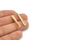 Hammered Bar Pendant, 3 Gold Plated Brass Hammered Bar Pendant, Earring Drops  (32x5mm) N0470 Q0377