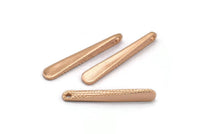 Hammered Bar Pendant, 3 Rose Gold Plated Brass Hammered Bar Pendant, Earring Drops  (32x5mm) N0470 Q0377