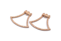 Gül Altın Çan Kolye, 2 Halkalı 1 Gül Altın Kaplamalı Pirinç Çekiçlenmiş Çan Kolye, Küpe Bulguları (33x37x14x1,6 mm) BS 1872