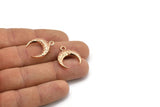 Rose Gold Moon Charm, 2 Rose Gold Plated Textured Horn Charms, Pendant, Jewelry Finding (19x6x4mm) N0272 Q0199