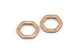 Rose Gold Hexagon Ring, 6 Rose Gold Plated Brass Hexagon Connectors, Rings (14x2x2mm) D0134 Q0011