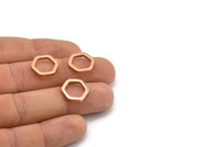 Rose Gold Hexagon Ring, 6 Rose Gold Plated Brass Hexagon Connectors, Rings (14x2x2mm) D0134 Q0011