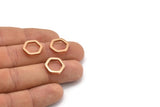 Rose Gold Hexagon Ring, 6 Rose Gold Plated Brass Hexagon Connectors, Rings (14x2x2mm) D0134 Q0011