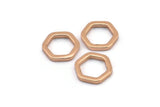 Rose Gold Hexagon Ring, 6 Rose Gold Plated Brass Hexagon Connectors, Rings (14x2x2mm) D0134 Q0011