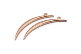 Rose Gold Crescent, 2 Rose Gold Plated Textured Wide Crescent Moon Necklace Pendants, Charms (54x4.5x2.7mm) N0171 Q0211