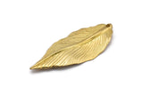 Brass Leaf Pendant, Raw Brass Leaf  Charms (47x19mm) N0188