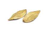 Brass Leaf Pendant, Raw Brass Leaf  Charms (47x19mm) N0188