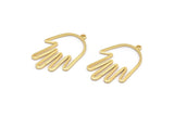Gold Hand Charm, 6 Gold Plated Brass Hand Charms With 1 Loop, Earrings, Findings (28x19x1mm) D1084 Q0882